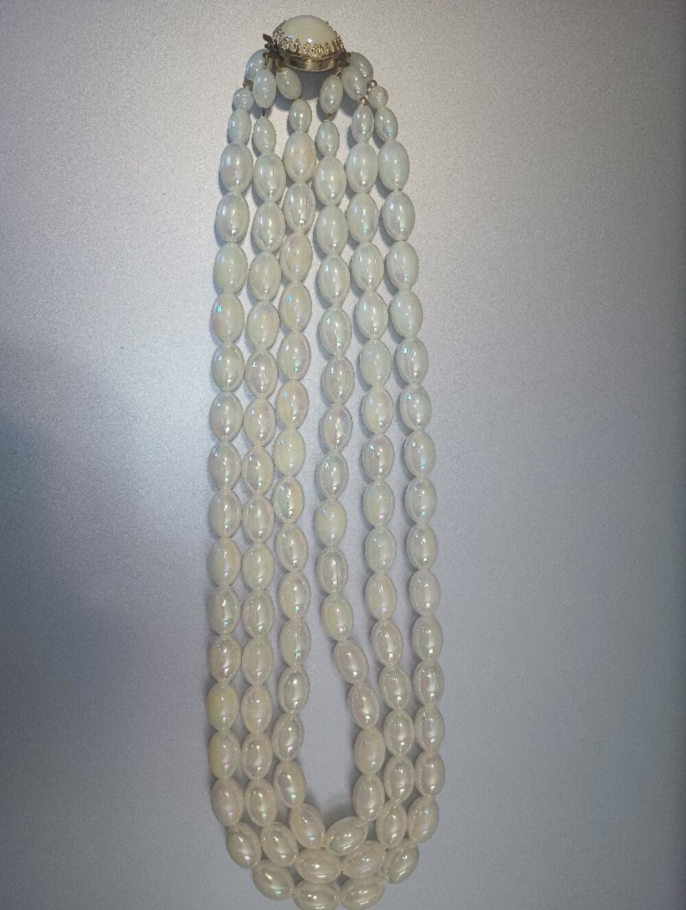 Vintage West Germany Irredescent/Opal-esque Beaded Choker Necklace.